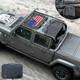 Jeep Gladiator Sunshade JT (2018-2023) 4 Door Top Sun Shade Front and Rear 2-pieces Mesh Screen Wrangler Cover UV Blocker with GrabBag Pouch - 10 Year Warranty