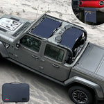 Jeep Gladiator Sunshade JT (2018-2023) 4 Door Top Sun Shade Front and Rear 2-pieces Mesh Screen Wrangler Cover UV Blocker with GrabBag Pouch - 10 Year Warranty