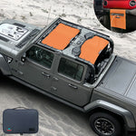 Jeep Gladiator Sunshade JT (2018-2023) 4 Door Top Sun Shade Front and Rear 2-pieces Mesh Screen Wrangler Cover UV Blocker with GrabBag Pouch - 10 Year Warranty
