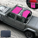Jeep Gladiator Sunshade JT (2018-2023) 4 Door Top Sun Shade Front and Rear 2-pieces Mesh Screen Wrangler Cover UV Blocker with GrabBag Pouch - 10 Year Warranty