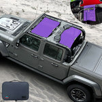 Jeep Gladiator Sunshade JT (2018-2023) 4 Door Top Sun Shade Front and Rear 2-pieces Mesh Screen Wrangler Cover UV Blocker with GrabBag Pouch - 10 Year Warranty