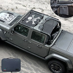 Jeep Gladiator Sunshade JT (2018-2023) 4 Door Top Sun Shade Front and Rear 2-pieces Mesh Screen Wrangler Cover UV Blocker with GrabBag Pouch - 10 Year Warranty