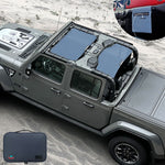 Jeep Gladiator Sunshade JT (2018-2023) 4 Door Top Sun Shade Front and Rear 2-pieces Mesh Screen Wrangler Cover UV Blocker with GrabBag Pouch - 10 Year Warranty