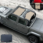 Jeep Gladiator Sunshade JT (2018-2023) 4 Door Top Sun Shade Front and Rear 2-pieces Mesh Screen Wrangler Cover UV Blocker with GrabBag Pouch - 10 Year Warranty