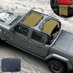 Jeep Gladiator Sunshade JT (2018-2023) 4 Door Top Sun Shade Front and Rear 2-pieces Mesh Screen Wrangler Cover UV Blocker with GrabBag Pouch - 10 Year Warranty