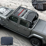 Jeep Gladiator Sunshade JT (2018-2023) 4 Door Top Sun Shade Front and Rear 2-pieces Mesh Screen Wrangler Cover UV Blocker with GrabBag Pouch - 10 Year Warranty