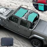 Jeep Gladiator Sunshade JT (2018-2023) 4 Door Top Sun Shade Front and Rear 2-pieces Mesh Screen Wrangler Cover UV Blocker with GrabBag Pouch - 10 Year Warranty