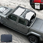 Jeep Gladiator Sunshade JT (2018-2023) 4 Door Top Sun Shade Front and Rear 2-pieces Mesh Screen Wrangler Cover UV Blocker with GrabBag Pouch - 10 Year Warranty