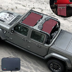 Jeep Gladiator Sunshade JT (2018-2023) 4 Door Top Sun Shade Front and Rear 2-pieces Mesh Screen Wrangler Cover UV Blocker with GrabBag Pouch - 10 Year Warranty