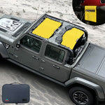 Jeep Gladiator Sunshade JT (2018-2023) 4 Door Top Sun Shade Front and Rear 2-pieces Mesh Screen Wrangler Cover UV Blocker with GrabBag Pouch - 10 Year Warranty