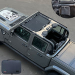 Jeep Gladiator Sunshade JT 4 Door Top Sun Shade Front Mesh Screen Wrangler Cover UV Blocker with GrabBag Pouch (2018-2023) - 10 Year Warranty