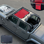 Jeep Gladiator Sunshade JT 4 Door Top Sun Shade Front Mesh Screen Wrangler Cover UV Blocker with GrabBag Pouch (2018-2023) - 10 Year Warranty