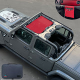 Jeep Gladiator Sunshade JT 4 Door Top Sun Shade Front Mesh Screen Wrangler Cover UV Blocker with GrabBag Pouch (2018-2023) - 10 Year Warranty