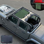 Jeep Gladiator Sunshade JT 4 Door Top Sun Shade Front Mesh Screen Wrangler Cover UV Blocker with GrabBag Pouch (2018-2023) - 10 Year Warranty