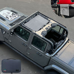 Jeep Gladiator Sunshade JT 4 Door Top Sun Shade Front Mesh Screen Wrangler Cover UV Blocker with GrabBag Pouch (2018-2023) - 10 Year Warranty