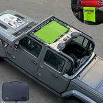 Jeep Gladiator Sunshade JT 4 Door Top Sun Shade Front Mesh Screen Wrangler Cover UV Blocker with GrabBag Pouch (2018-2023) - 10 Year Warranty