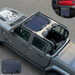 Jeep Gladiator Sunshade JT 4 Door Top Sun Shade Front Mesh Screen Wrangler Cover UV Blocker with GrabBag Pouch (2018-2023) - 10 Year Warranty