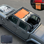 Jeep Gladiator Sunshade JT 4 Door Top Sun Shade Front Mesh Screen Wrangler Cover UV Blocker with GrabBag Pouch (2018-2023) - 10 Year Warranty