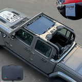 Jeep Gladiator Sunshade JT 4 Door Top Sun Shade Front Mesh Screen Wrangler Cover UV Blocker with GrabBag Pouch (2018-2023) - 10 Year Warranty