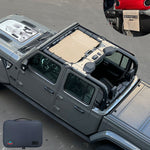 Jeep Gladiator Sunshade JT 4 Door Top Sun Shade Front Mesh Screen Wrangler Cover UV Blocker with GrabBag Pouch (2018-2023) - 10 Year Warranty