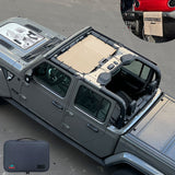 Jeep Gladiator Sunshade JT 4 Door Top Sun Shade Front Mesh Screen Wrangler Cover UV Blocker with GrabBag Pouch (2018-2023) - 10 Year Warranty