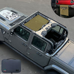 Jeep Gladiator Sunshade JT 4 Door Top Sun Shade Front Mesh Screen Wrangler Cover UV Blocker with GrabBag Pouch (2018-2023) - 10 Year Warranty