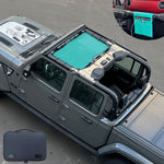 Jeep Gladiator Sunshade JT 4 Door Top Sun Shade Front Mesh Screen Wrangler Cover UV Blocker with GrabBag Pouch (2018-2023) - 10 Year Warranty