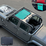 Jeep Gladiator Sunshade JT 4 Door Top Sun Shade Front Mesh Screen Wrangler Cover UV Blocker with GrabBag Pouch (2018-2023) - 10 Year Warranty