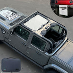 Jeep Gladiator Sunshade JT 4 Door Top Sun Shade Front Mesh Screen Wrangler Cover UV Blocker with GrabBag Pouch (2018-2023) - 10 Year Warranty