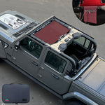 Jeep Gladiator Sunshade JT 4 Door Top Sun Shade Front Mesh Screen Wrangler Cover UV Blocker with GrabBag Pouch (2018-2023) - 10 Year Warranty