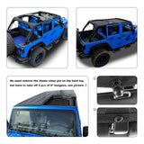 Jeep Wrangler Sun Shade JK Unlimited 4 Door Front & Rear Mesh Screen Sunshade JKU 4D 2007-2018 Top Cover UV Blocker with Grab Bag-10 Years Warranty