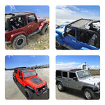 Jeep Wrangler Sun Shade JK Unlimited 2 Door and 4 Door Front Mesh Screen Sunshade SAHARA RUBICON SPORT S Top Cover UV Blocker with Grab Bag-One time Install 10 years Warranty