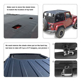 Jeep Wrangler Sun Shade JK 2 Door Front and Rear Mesh Screen Sunshade JK Top Cover UV Blocker with Grab Bag-One time Install 10 years Warranty