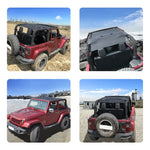 Jeep Wrangler Sun Shade JK 2 Door Front and Rear Mesh Screen Sunshade JK Top Cover UV Blocker with Grab Bag-One time Install 10 years Warranty