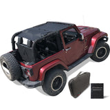 Jeep Wrangler Sun Shade JK 2 Door Front and Rear Mesh Screen Sunshade JK Top Cover UV Blocker with Grab Bag-One time Install 10 years Warranty