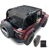 Jeep Wrangler Sun Shade JK 2 Door Sunshade 2007-2018 Front+Rear+Trunk Mesh Screen Top Cover UV Blocker with Grab Bag Storage Pouch-10 Years Warranty
