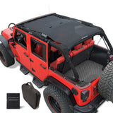 Jeep Wrangler Sun Shade JK Unlimited 4 Door Front and Rear Mesh Screen Sunshade JKU Top Cover UV Blocker with Grab Bag-One time Install 10 years Warranty