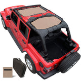 Jeep Wrangler Sun Shade JL Unlimited 4 Door Front and Rear 2 piece Mesh Screen Sunshade JLU 2018-Current Top Cover UV Blocker with Grab Bag-10 years Warranty