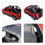 Jeep Wrangler Sun Shade JL Unlimited 4 Door Rear Mesh Screen Sunshade JLU SAHARA RUBICON SPORT S MOAB Top Cover UV Blocker with Grab Bag-One time Install 10 years Warranty