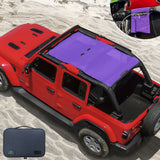 Jeep Wrangler Sun Shade JL Unlimited 4 Door Front and Rear Mesh Screen Sunshade JLU Top Cover UV Blocker with Grab Bag-One time Install 10 years Warranty