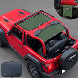 Shadeidea Jeep Wrangler Sun Shade JL 2 Door Top Sunshade (2018 - Current), Front & Rear - Mesh Screen Cover, UV Blocker
