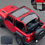 Shadeidea Jeep Wrangler Sun Shade JL 2 Door Top Sunshade (2018-2023), Front + Rear - Mesh Screen Cover, UV Blocker