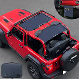 Shadeidea Jeep Wrangler Sun Shade JL 2 Door Top Sunshade (2018 - Current), Front & Rear - Mesh Screen Cover, UV Blocker