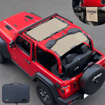 Shadeidea Jeep Wrangler Sun Shade JL 2 Door Top Sunshade (2018 - Current), Front & Rear - Mesh Screen Cover, UV Blocker