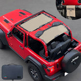 Shadeidea Jeep Wrangler Sun Shade JL 2 Door Top Sunshade (2018 - Current), Front & Rear - Mesh Screen Cover, UV Blocker