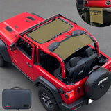 Shadeidea Jeep Wrangler Sun Shade JL 2 Door Top Sunshade (2018 - Current), Front & Rear - Mesh Screen Cover, UV Blocker