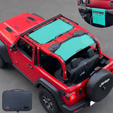 Shadeidea Jeep Wrangler Sun Shade JL 2 Door Top Sunshade (2018-2023), Front + Rear - Mesh Screen Cover, UV Blocker