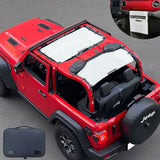 Shadeidea Jeep Wrangler Sun Shade JL 2 Door Top Sunshade (2018 - Current), Front & Rear - Mesh Screen Cover, UV Blocker