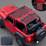 Shadeidea Jeep Wrangler Sun Shade JL 2 Door Top Sunshade (2018-2023), Front + Rear - Mesh Screen Cover, UV Blocker