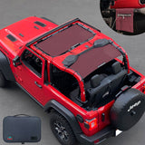 Shadeidea Jeep Wrangler Sun Shade JL 2 Door Top Sunshade (2018-2023), Front + Rear - Mesh Screen Cover, UV Blocker